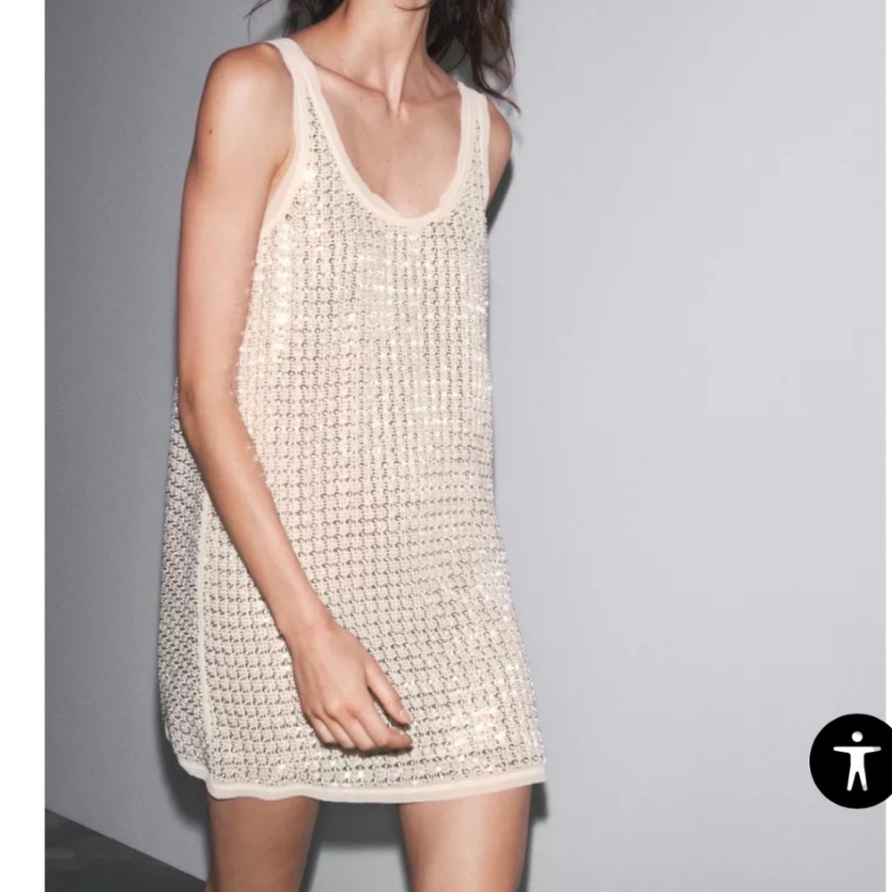 Sparkling Cream Sleeveless Dress